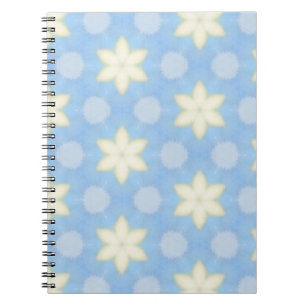 Yellow geometric stars on pale blue background notebook