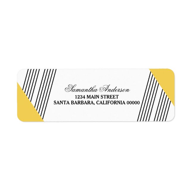 Yellow Geometric Stripe Address Labels (Front)