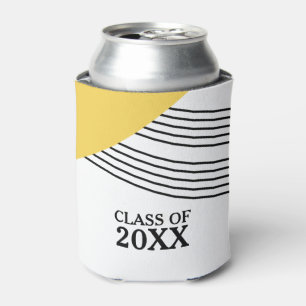 Yellow Geometric Stripe Graduation Can Cooler