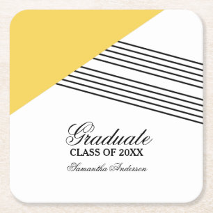 Yellow Geometric Stripe Graduation Coasters