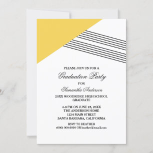 Yellow Geometric Stripe Graduation Party Invite