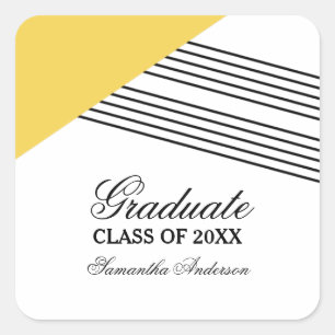 Yellow Geometric Stripe Graduation Stickers