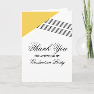 Yellow Geometric Stripe Graduation Thank You Card