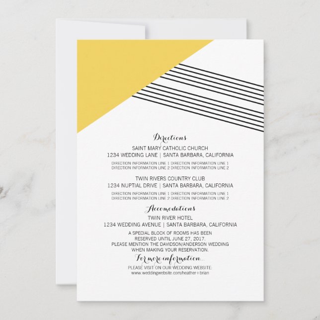 Yellow Geometric Stripe Information Card (Front)
