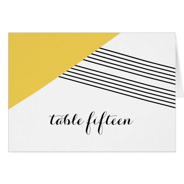 Yellow Geometric Stripe Table Number Card (Front Horizontal)