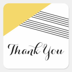 Yellow Geometric Stripe Thank You Stickers