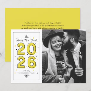 Yellow Geometric Typography New Year Photo Holiday Card