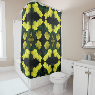 Yellow Geranium Flowers Abstract Pattern    Shower Curtain
