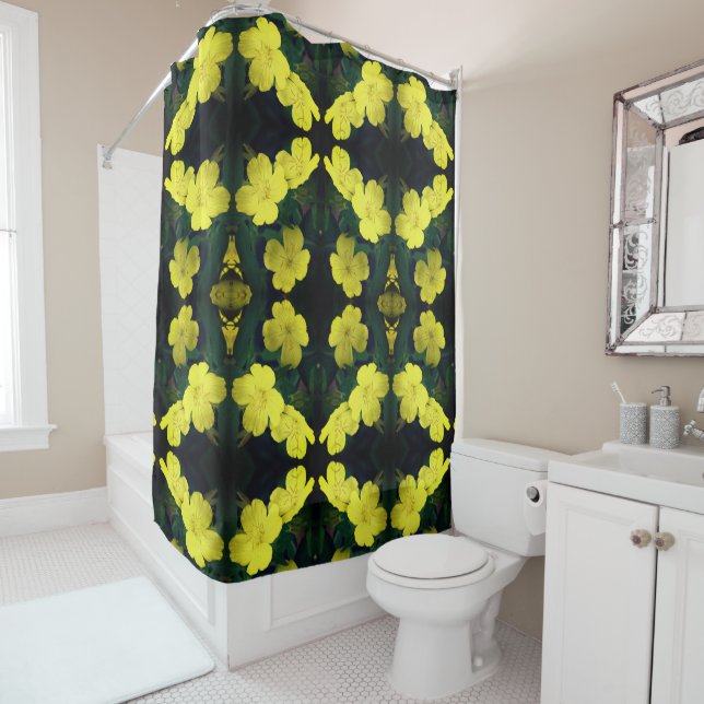 Yellow Geranium Flowers Abstract Pattern    Shower Curtain (In Situ)