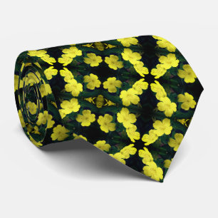 Yellow Geranium Flowers Abstract Pattern Tie
