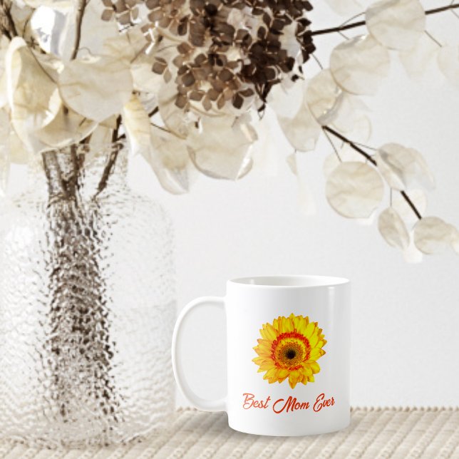 Yellow Gerber Daisy Personalised Best Mum Ever Coffee Mug (Creator Uploaded)