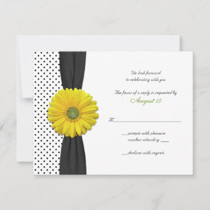 Yellow Gerber Daisy Polka Dot Reply Card