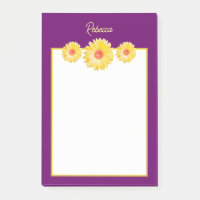 Yellow Gerbera Daisies on Purple Personalised