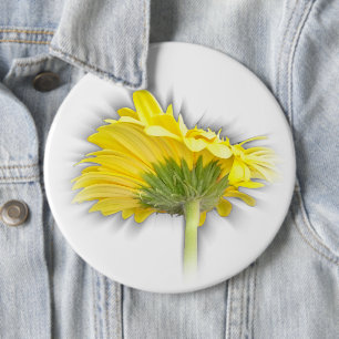 yellow gerbera daisy 6 cm round badge