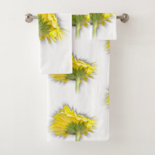 yellow gerbera daisy bath towel set