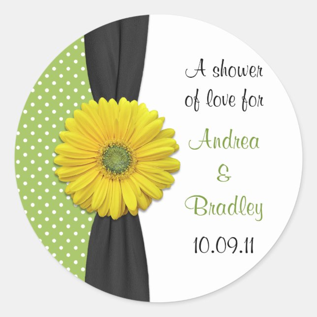 Yellow Gerbera Daisy Favour Tag Stickers (Front)