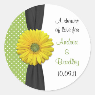 Yellow Gerbera Daisy Favour Tag Stickers