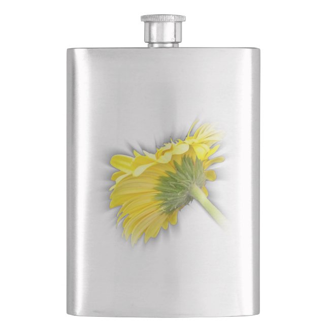 yellow gerbera daisy hip flask (Front)