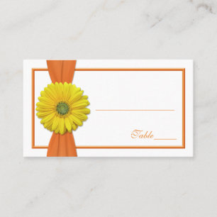 Yellow Gerbera Daisy Orange Wedding Place Card
