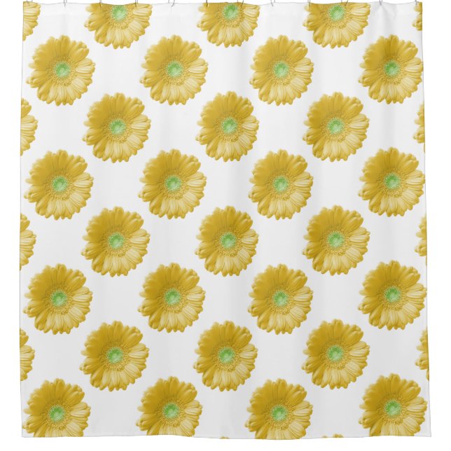 Yellow gerbera daisy shower curtain (Front)