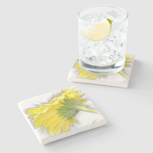 yellow gerbera daisy stone coaster
