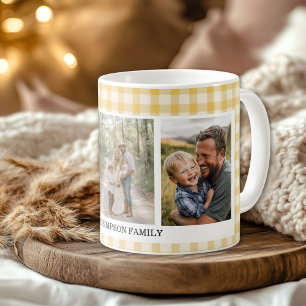 Yellow Gingham 3 Photo Coffee Mug