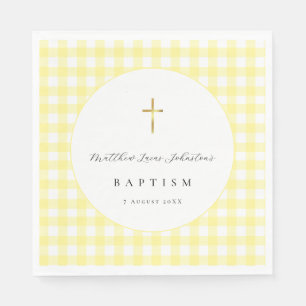 Yellow Gingham Baby Baptism Paper  Napkin