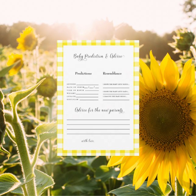 Yellow Gingham Baby Predictions II Invitation (Creator Uploaded)
