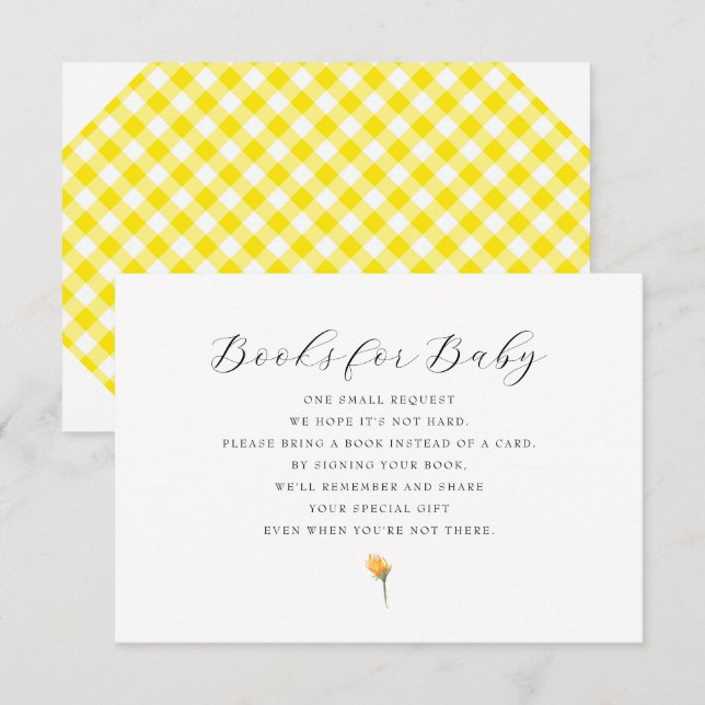 Yellow Gingham Books for Baby Shower  RSVP Card (Front/Back)