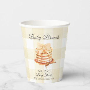 Yellow Gingham Bow Pancake Brunch Baby Shower Paper Cups