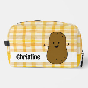 Yellow Gingham Brown Potato Custom Dopp Kit