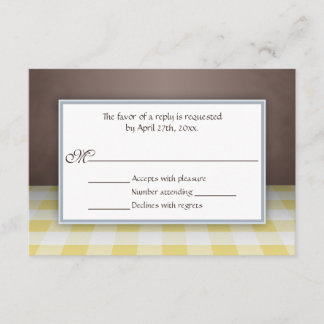 Yellow Gingham Brown RSVP Reply Cards