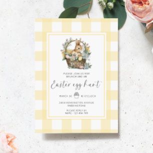 Yellow Gingham Bunny Easter Egg Hunt Invitation