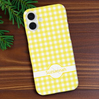 Yellow Gingham Check Monogrammed Custom Case-Mate