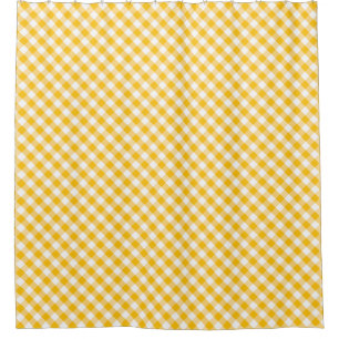 Yellow Gingham Check Pattern Shower Curtain