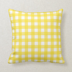 Yellow Gingham Chequered Pattern Cushion