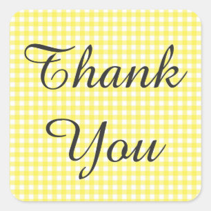 Yellow Gingham Chequered Thank You Sticker