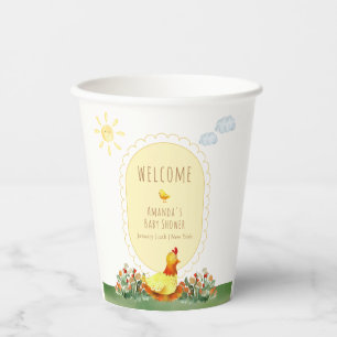 Yellow Gingham Chicken Baby Shower Welcome Paper Cups