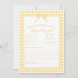 Yellow Gingham Coquette Bow Advice for Baby Card