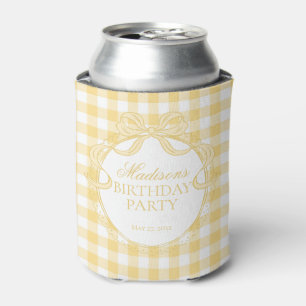 Yellow Gingham Coquette Bow Birthday Party Favour Can Cooler
