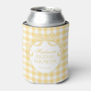 Yellow Gingham Coquette Bow Bridal Shower Favour Can Cooler