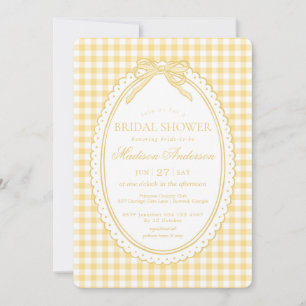 Yellow Gingham Coquette Bow Bridal Shower Invitation