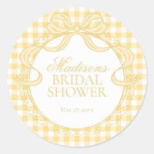 Yellow Gingham Coquette Bow Bridal Shower Seal