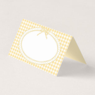 Yellow Gingham Coquette Bow Place Card Table Decor