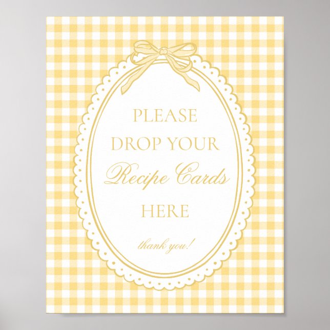 Yellow Gingham Coquette Bow Share a Recipe Poster (Front)