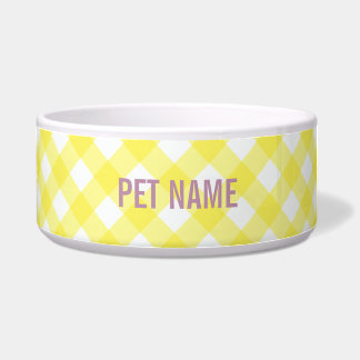 Yellow Gingham Custom Name Pet - Personalised