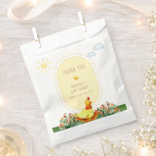 Yellow Gingham Farm Animal Chicken Baby Shower Favour Bags
