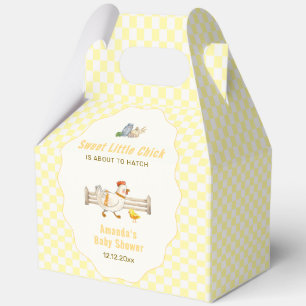 Yellow Gingham Farm Cottage Chicks Baby Shower Favour Box