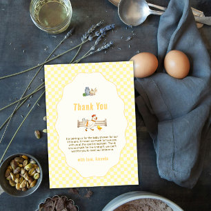 Yellow Gingham Farm Cottagecore Chick Baby Shower Thank You Card
