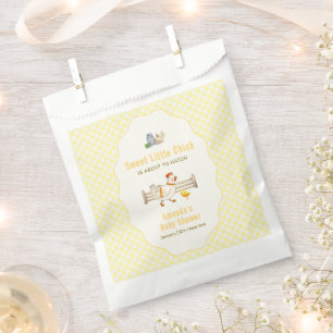 Yellow Gingham Farm Fresh Chicks Baby Shower Favour Bags